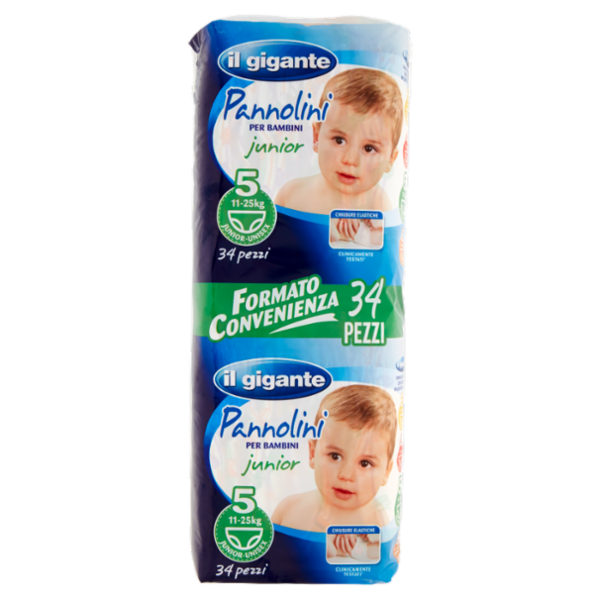 IL GIGANTE Pannolini per Bambini junior 5 11-25kg Junior-Unisex 34 pz