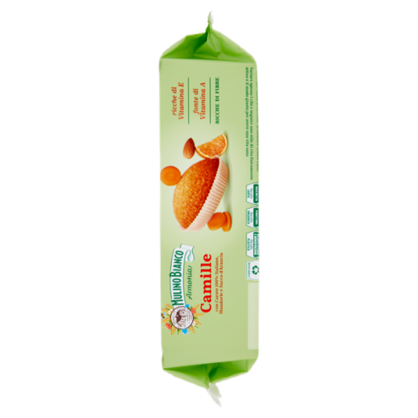 Mulino Bianco Armonia Camille Merenda Ricca di Fibre Carote Mandorle Succo d'Arancia 8 tortine 304g