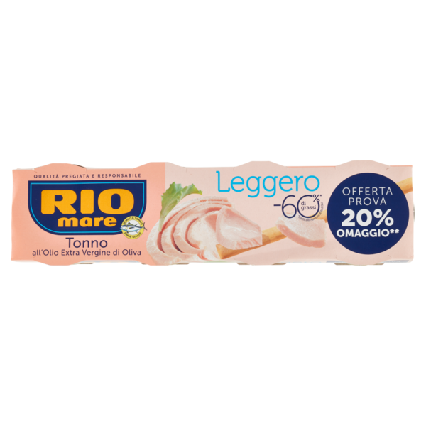 Rio mare Tonno all'Olio Extra Vergine di Oliva Leggero 4 x 60 g