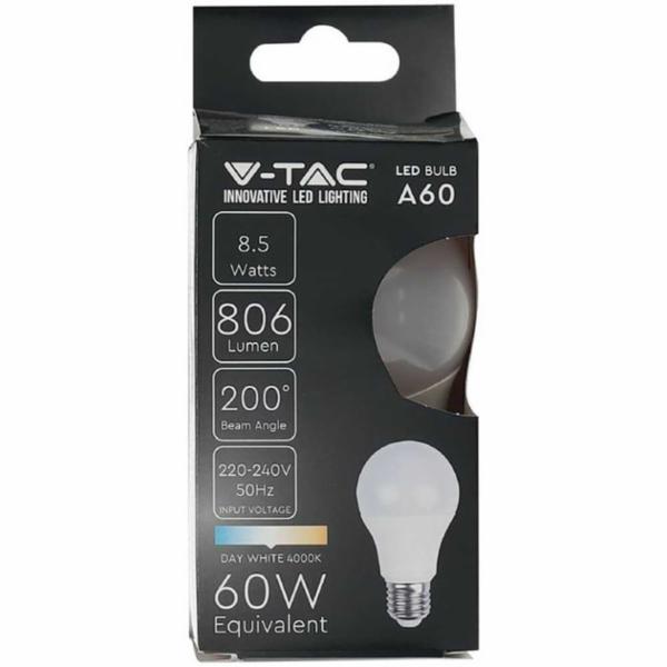 V Tac Led Termoplastica E27 8,5 60W 4000 K C