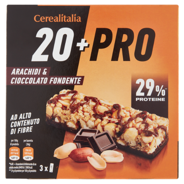 Cerealitalia 20+Pro Arachidi & Cioccolato Fondente 3 x 38 g