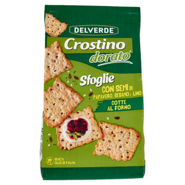 Delverde Crostino dorato Sfoglie con Semi di Papavero, Sesamo e Lino 180 g