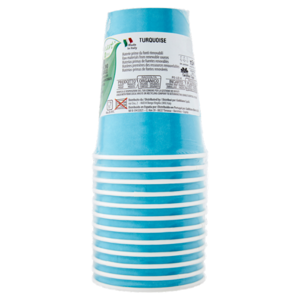 Smart Ecotable Bicchieri in Cartoncino Compostabile Turquoise 25 cl 12 pz