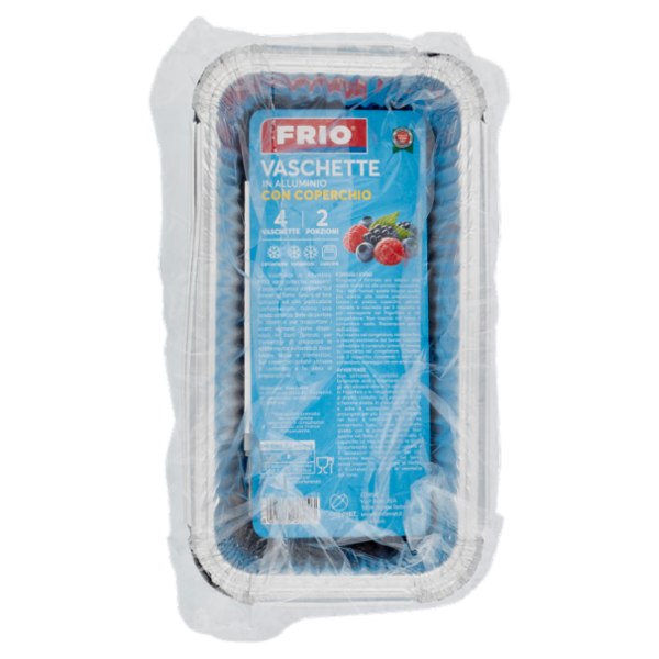 Frio Vaschette in Alluminio con Coperchio 2 Porzioni 4 pz