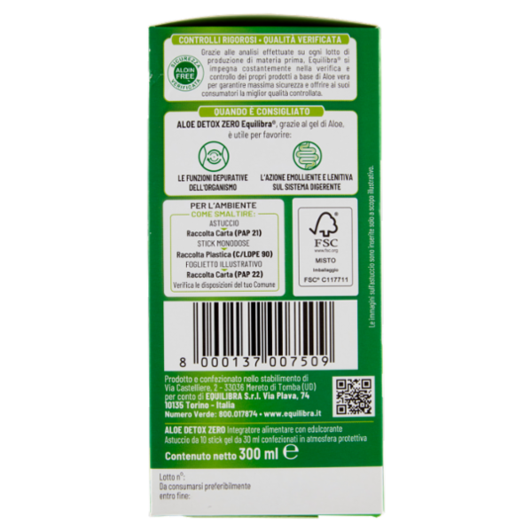 equilibra Aloe Detox Zero Stick Gel 10 x 30 ml