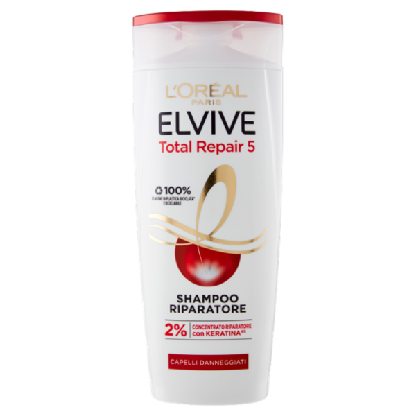 L'Oréal Paris Shampoo Elvive Total Repair 5, Per Capelli Danneggiati, 250 ml