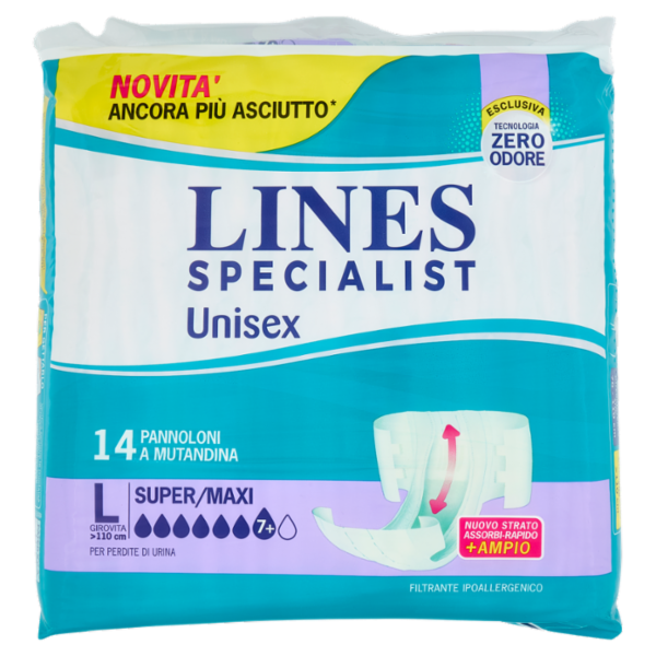 Lines Specialist Unisex Pannoloni a Mutandina L Super/Maxi 14 pz
