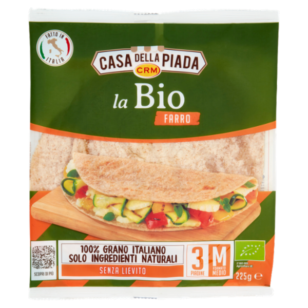 Casa della Piada la Bio Farro Formato Medio M 3 Piadine 225 g