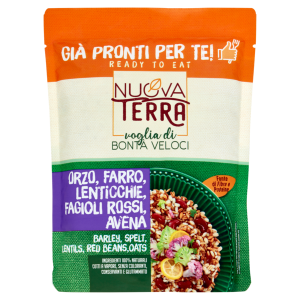 Nuova Terra Già Pronti per Te! Orzo, Farro, Lenticchie, Fagioli Rossi, Avena 250 g