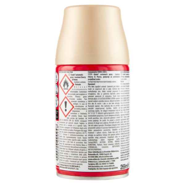 Glade Automatic Spray Ricarica, Profumatore per Ambienti, Fragranza Luscious Cherry & Peony 269ml