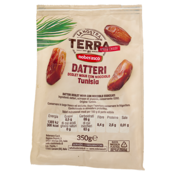La Nostra Terra Datteri Deglet Nour con Nocciolo Tunisia 350 g