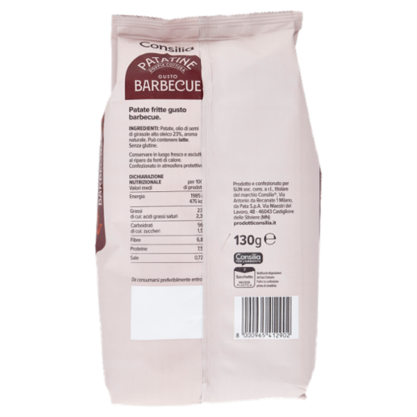 Consilia Optima Patatine Doppia Cottura Gusto Barbecue 130 g