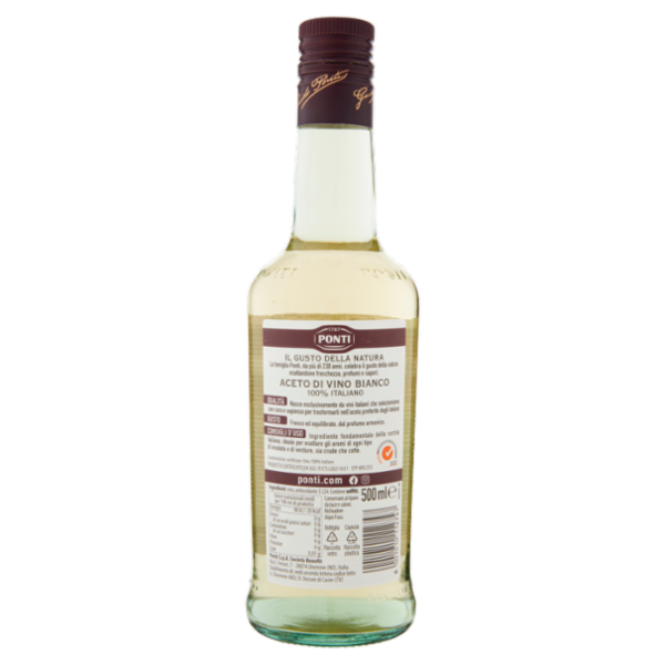 Ponti Aceto di Vino Bianco 100% Italiano 500 ml