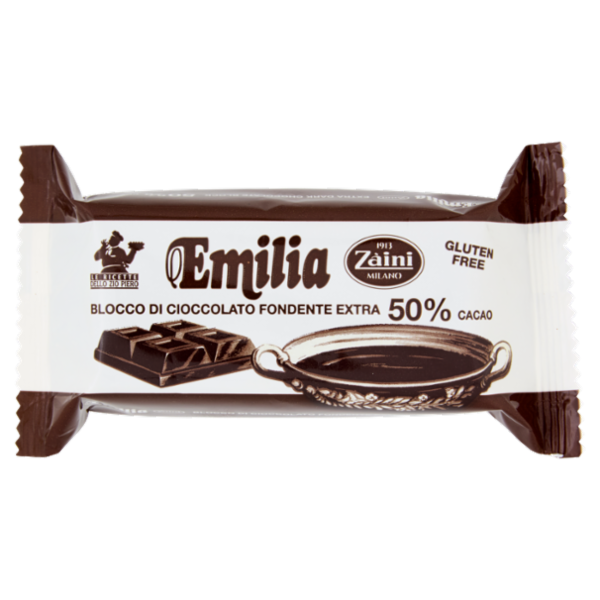 Zàini Emilia Blocco di Cioccolato Fondente Extra 50% Cacao 200 g