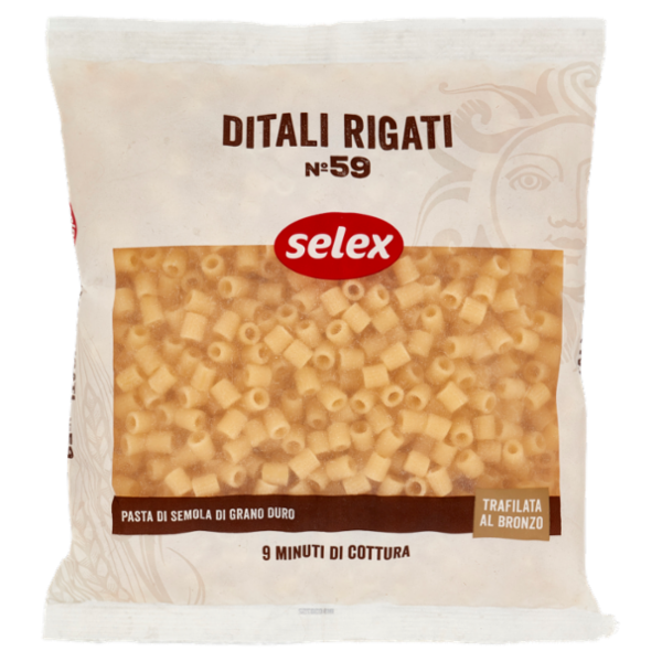 Selex Pasta di Semola Trafilata al Bronzo Ditali Rigati 500 g