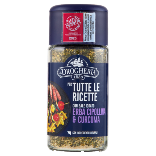La Drogheria 1880 per Tutte le Ricette con Sale Iodato Erba Cipollina & Curcuma85 g