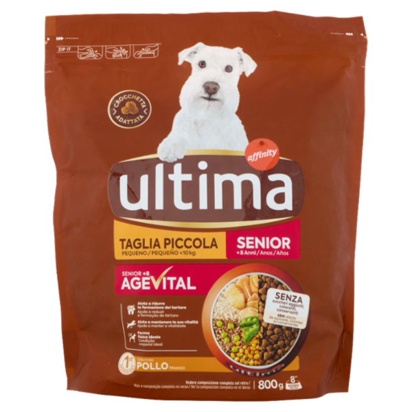 ultima Dog Taglia Piccola Senior +8 Anni con Pollo 800 g