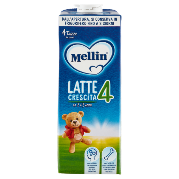 MELLIN 4 - Latte di Crescita Liquido, dal 24° mese compiuto al 36°, Fonte di Ferro, 1L