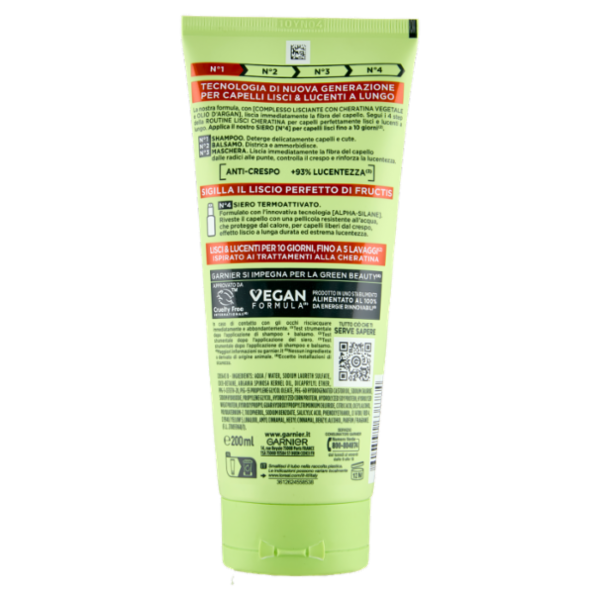 Garnier Fructis Lisci Cheratina N°1 Shampoo, per Capelli Crespi, Secchi e Spenti, 200 ml
