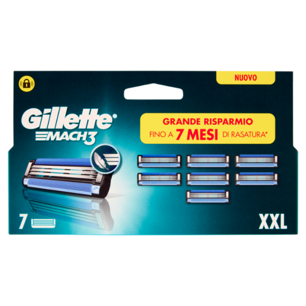 Gillette Mach3 Lamette di ricambio per Rasoio da Uomo, 7 Ricariche