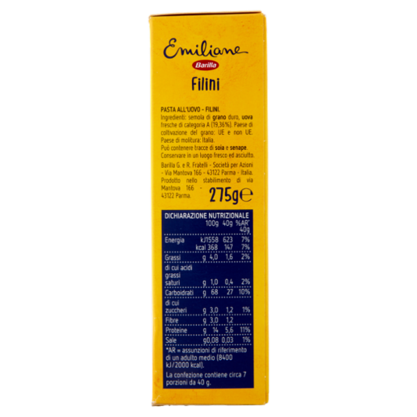 Barilla Emiliane Filini Pasta all'Uovo 275 g