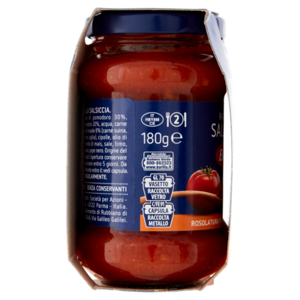 Barilla Sugo Ragù Salsiccia Condimento per Pasta 180gX2