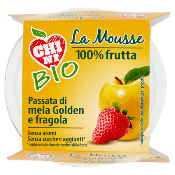Chini Bio la Mousse 100% frutta Passata di mela Golden e fragola 2 x 100 g