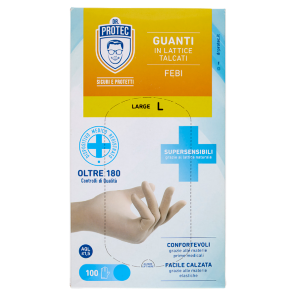 Dr. Protec Guanti in Lattice Talcati Febi Large L 100 pz