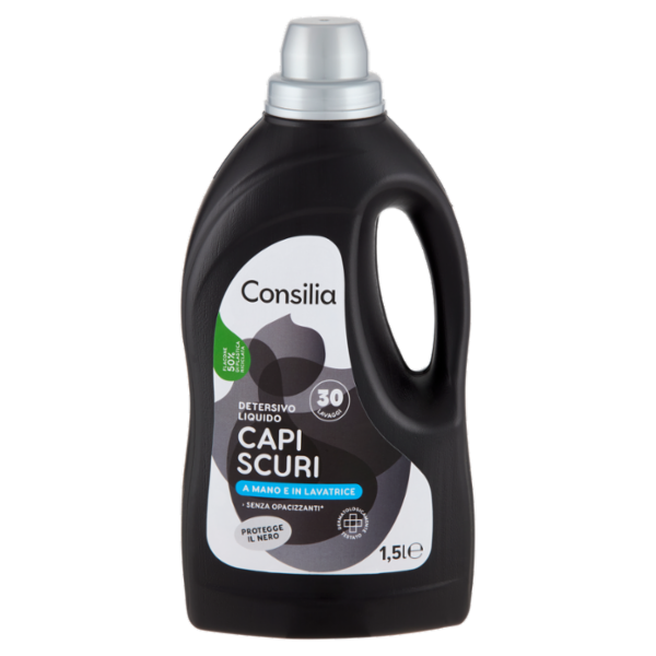 Consilia Detersivo a Mano e in Lavatrice Liquido Capi Scuri 30 Lavaggi 1,5 L