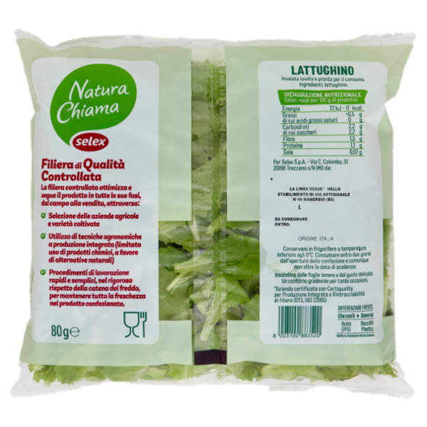 Selex Natura Chiama Lattughino Lavato e Pronto per il Consumo 80 g