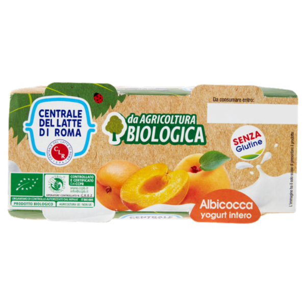 Centrale del Latte di Roma Albicocca yogurt intero da Agricoltura Biologica 2 x 125 g