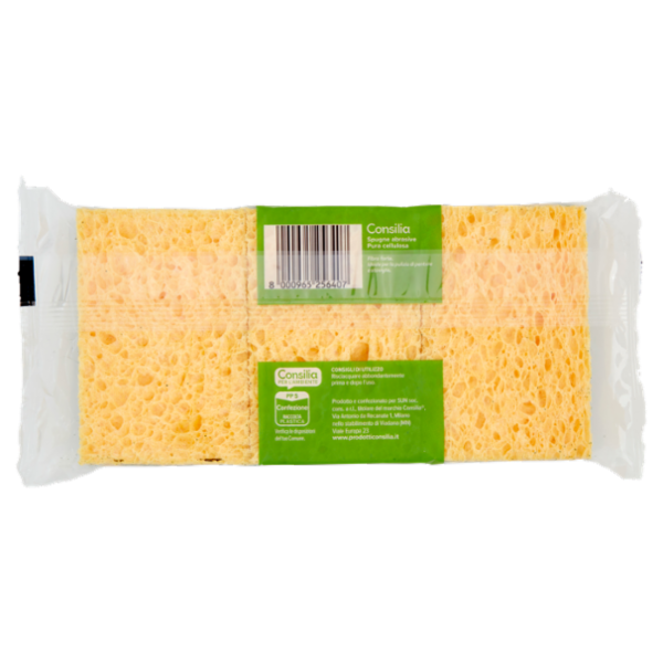 Consilia Spugne Abrasive in Pura Cellulosa Doppio Uso 3 pezzi