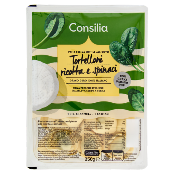 Consilia Tortelloni alla Ricotta e Spinaci con Grana Padano D.O.P. 250 g