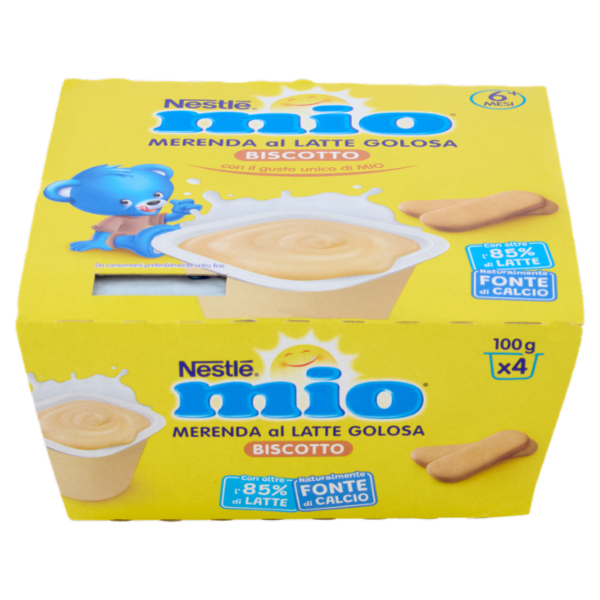 NESTLÉ MIO Merenda al Latte Biscotto 4 Vasetti da 100g