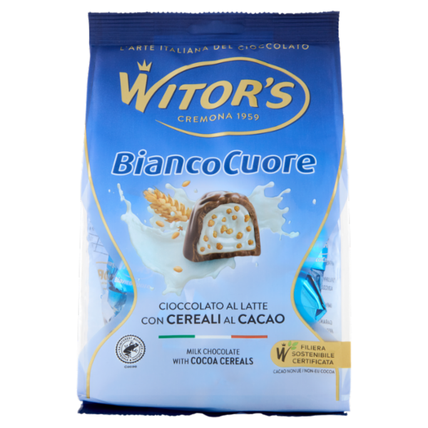 Witor's Bianco Cuore Cioccolato al Latte con Cereali al Cacao 200 g