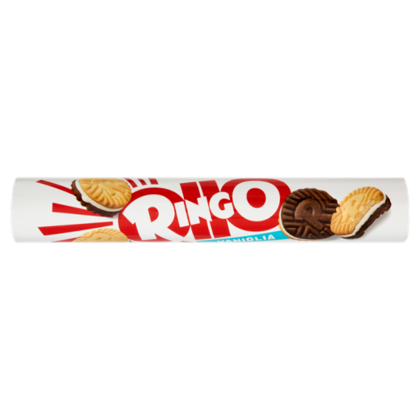Ringo Vaniglia Biscotti Farciti con Crema Vaniglia Snack Merenda Tubo 165g