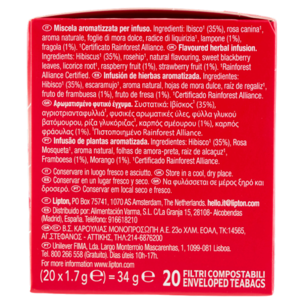 Lipton Frutti Rossi Infuso 20 x 1,7 g