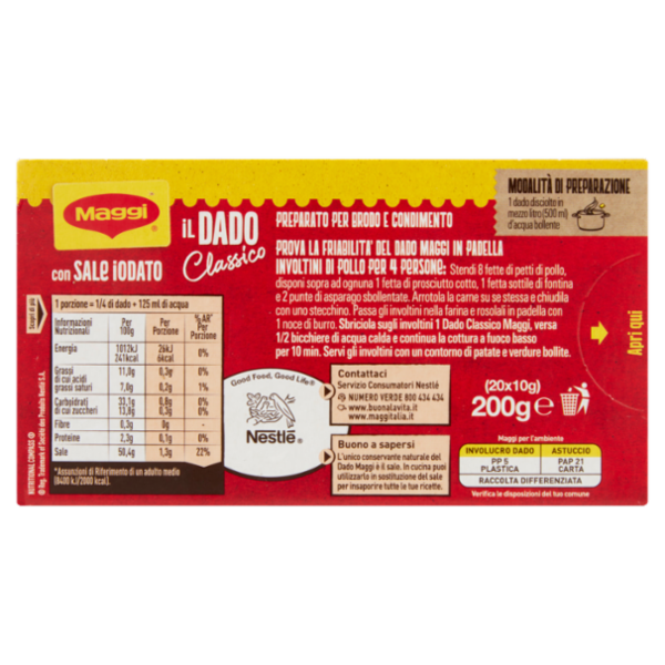 MAGGI Dado Classico preparato per brodo (20 dadi) 200 g
