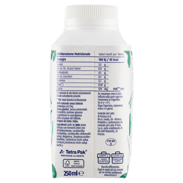 Centrale del latte Vicenza Kefir Bianco Naturale 250 ml