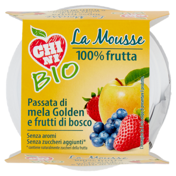 Chini Bio la Mousse 100% frutta Passata di mela Golden e frutti di bosco 2 x 100 g