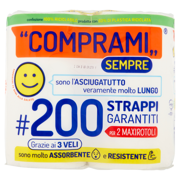 Comprami Sempre Asciugatutto #200 Strappi Maxirotoli 2 pz