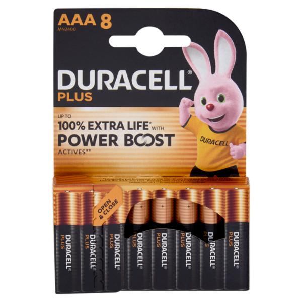 Duracell Plus AAA 8 Mini Stilo / Micro Alcalina 1.5V MN2400 8 pz