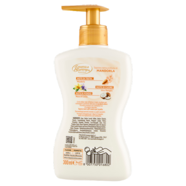 Spuma di Sciampagna Benessere Sapone crema Mandorla 300 ml
