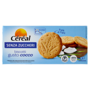 Céréal Biscotti Gusto Cocco, Senza Zuccheri, Fonte Di Fibre, Senza Olio Di Palma, 3 Pack - 132 g