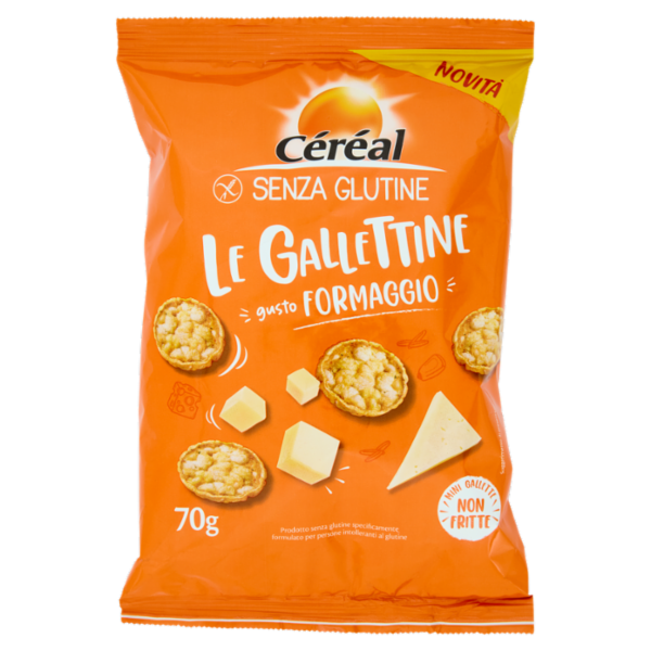 Céréal Senza Glutine Le Gallettine, gusto Formaggio, mini gallette ai cereali non fritte - 70 g
