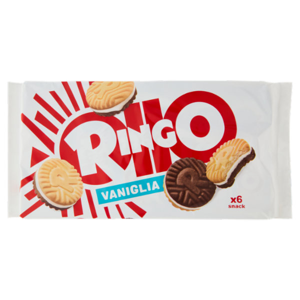 Ringo Vaniglia Biscotti Farciti con Crema Vaniglia Snack Merenda 6 porzioni 330g