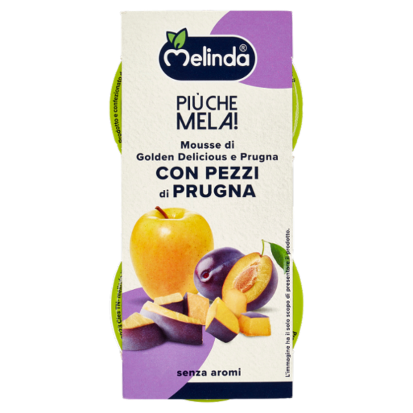 Melinda Più che Mela! Mousse di Golden Delicious e Prugna con Pezzi di Prugna 2 x 100 g