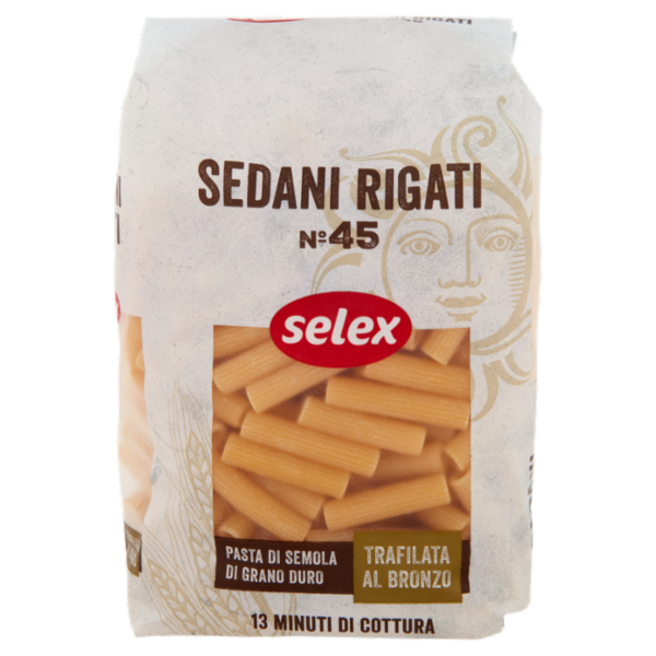 Selex Pasta di Semola Trafilata al Bronzo Sedani Rigati 500 g