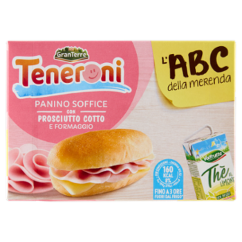 Teneroni L'ABC Della Merenda Panino Soffice Con Prosciutto Cotto e Formaggio