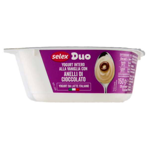 Selex Duo Yogurt Intero alla Vaniglia con Anelli al Cioccolato 150 g